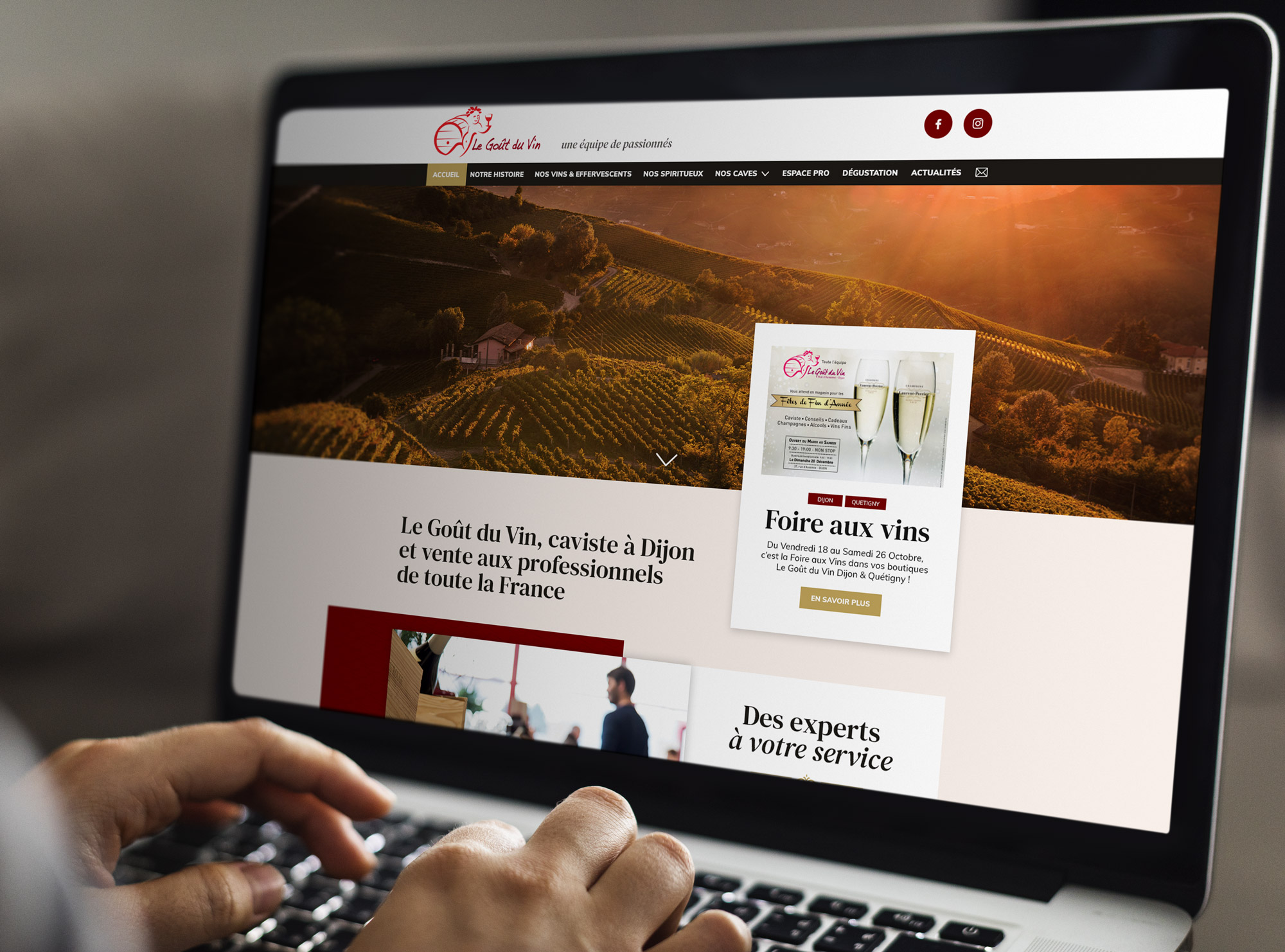 Mock-up site le goût du vin - Propulse, agence créative