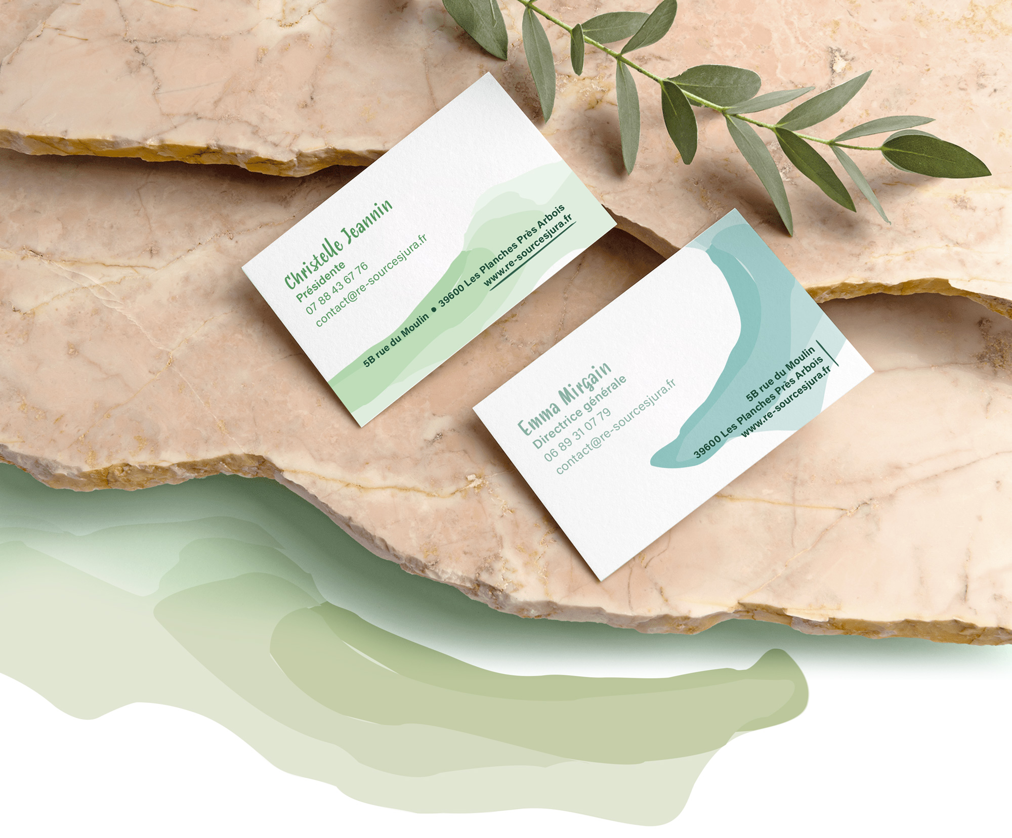 Création des cartes de visites Re-sources Jura - Propulse, agence créative