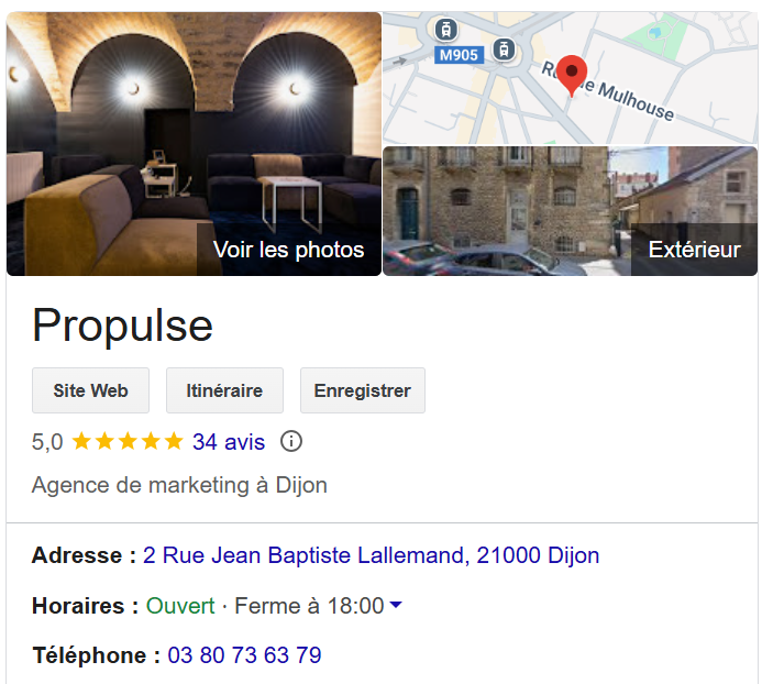 Fiche Etablissement - Google My Business - Propulse